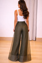 Women's Organza Patchwork Double-Layer Wide-Leg Pants