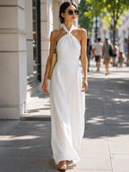 Twist Halter Neck Flowing Maxi Dress