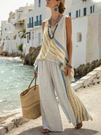 Women'S Loose Striped Pants Suit