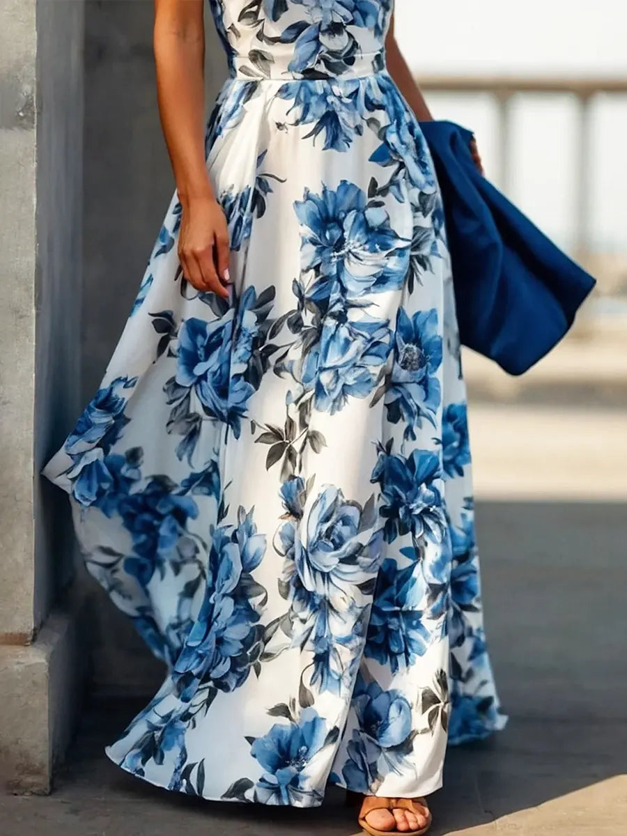 Women's Casual Elegant Vacation Floral Halter Maxi Dress