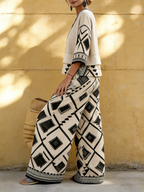 Casual Retro Print Art Cut Linen Cotton Set