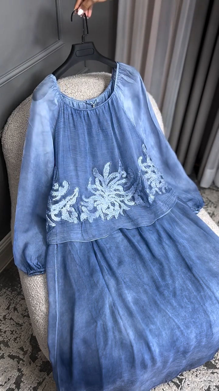 Women's Floral Print Casual Long-Sleeved Dress