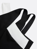 Women Black Cross Pocket Stitching Halter Sleeveless Dressy Jumpsuit