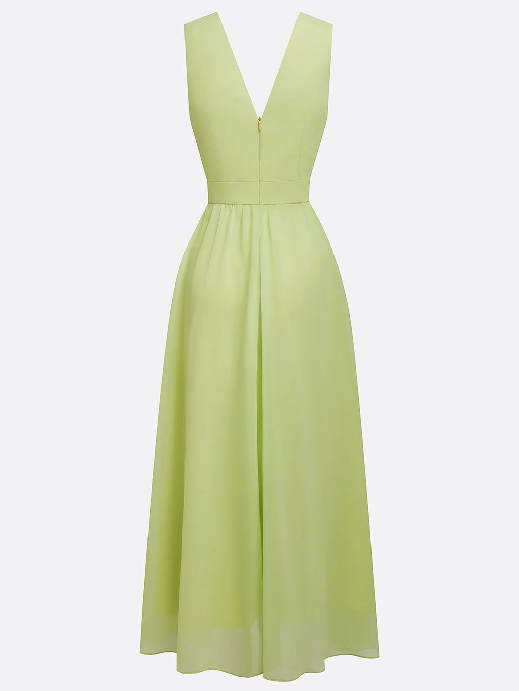 Light Green Applique Chiffon V Neck Sleeveless A-Line Maxi Dress