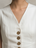Linen-Blend Vest & Wide-Leg Cargo Pants Set | Tailored Two-Piece Outfit