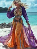 Summer vacation fashion elegant contrast color top+skirt set dbdc