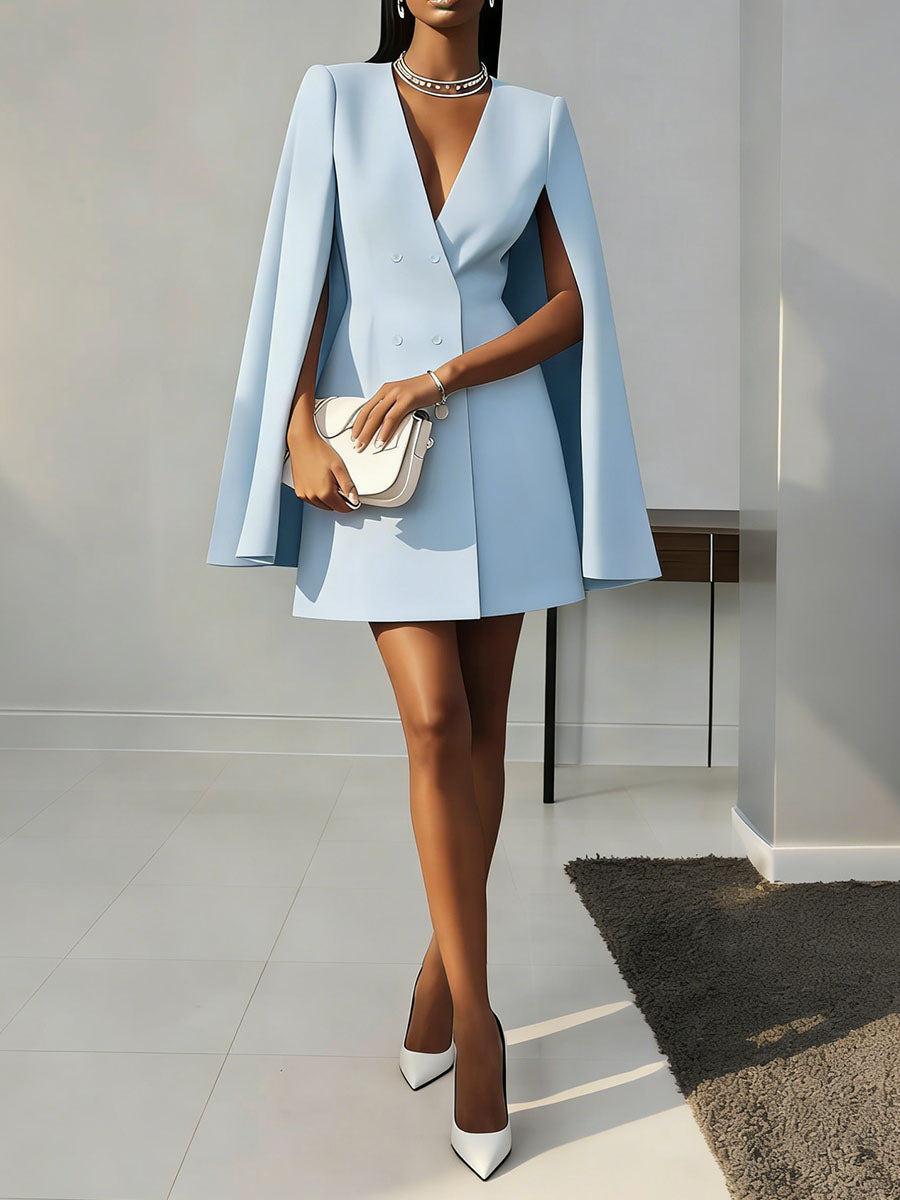 Women's Double-breasted Cape Suit Dress