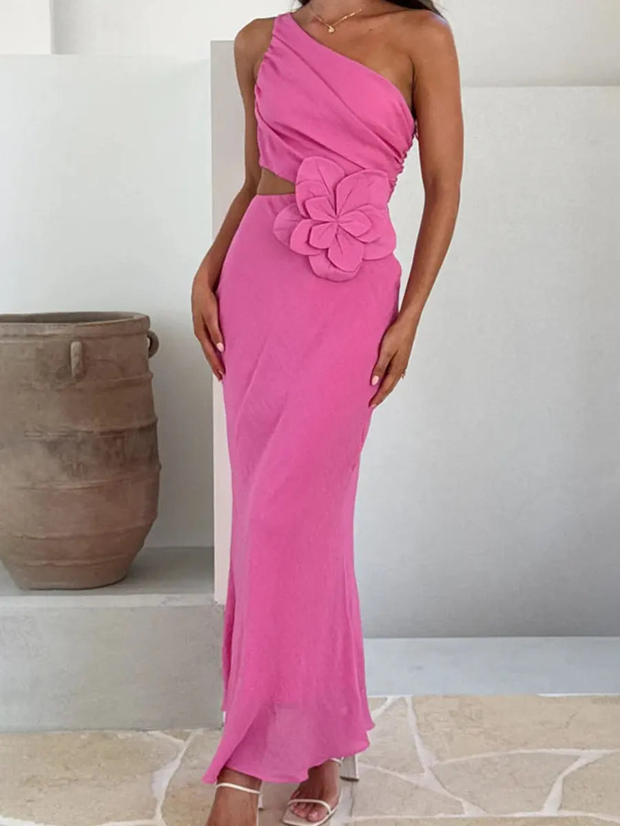 Women's Slim-fit Floral Decor Sleeveless Dress