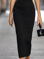 Draped Cape Sleeve Bodycon Maxi Dress