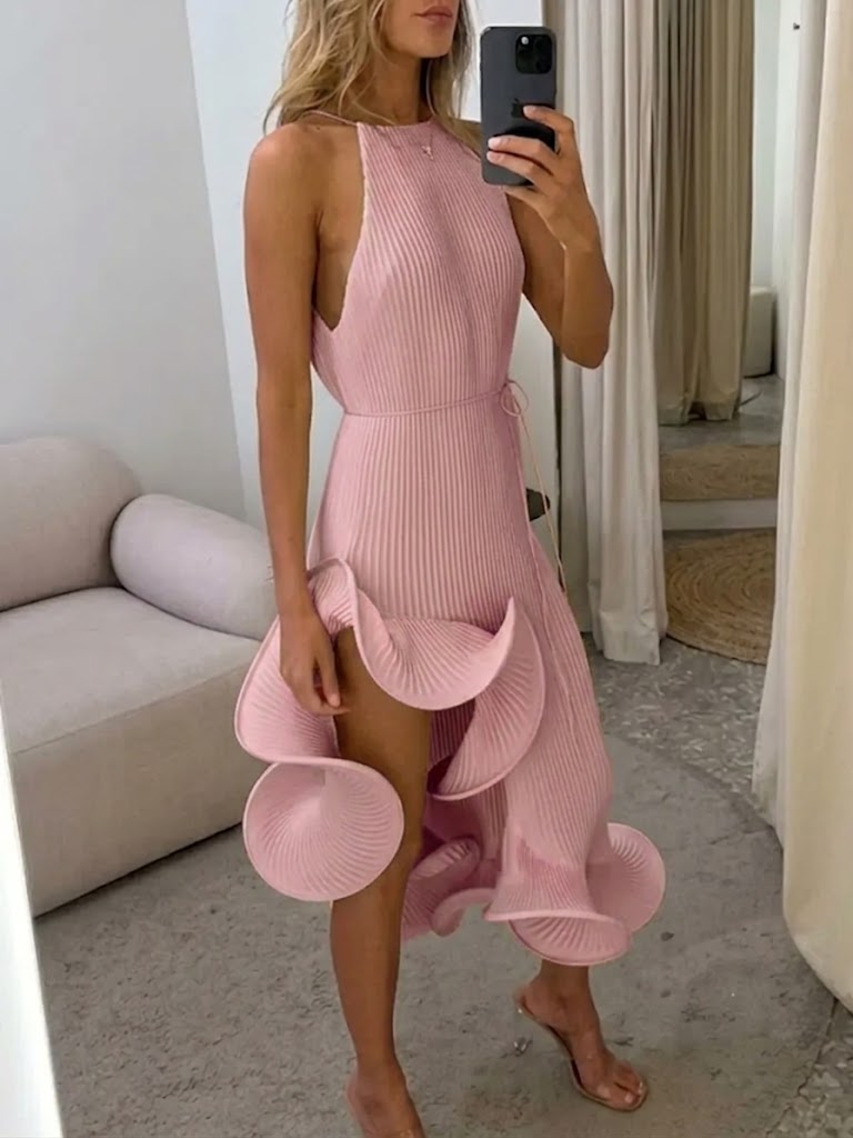 Women's Irregular Ruffle Sleeveless Dress