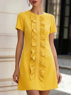 Stylish And Elegant Short-sleeve Ruffled Dress