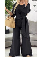 Casual Linen And Cotton Top And Pants Two-piece Set