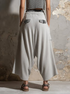 Gray Knit Cargo Balloon Pants