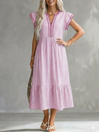 Women's V-neck Striped Dress