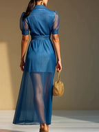 Women's Patchwork Organza Mini Dress And Organza Skirt Two-piece Set