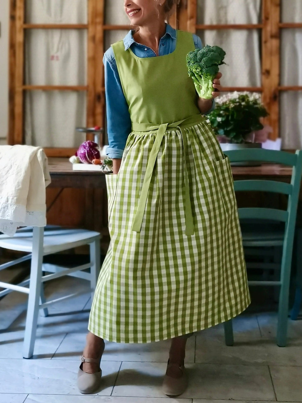 Kiwi Green Patchwork Apron