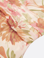 Orange Floral Bow Chiffon Halter Sleeveless A-Line Maxi Dress