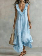 Women's Lace Sleeveless Cotton Linen Dress