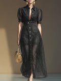 Women's Patchwork Organza Mini Dress And Organza Skirt Two-piece Set