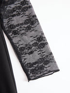 Sophisticated Black Blazer-Style Lace Midi Dress