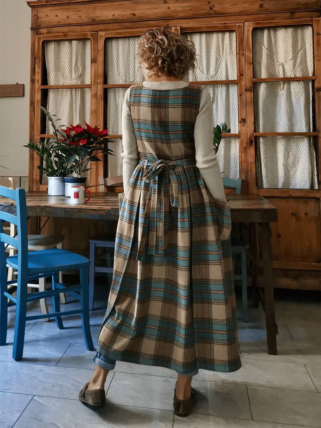 Brown and Blue Tartan Apron