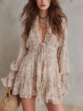 Romantic Ruffle Tie-Front Mini Dress