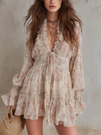 Romantic Ruffle Tie-Front Mini Dress
