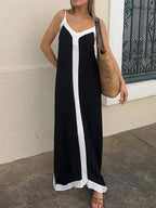 Colorblock Suspender Midi Dress
