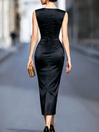 Sleeveless Ruched Evening Sheath Dress