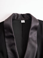 Sophisticated Black Blazer-Style Lace Midi Dress
