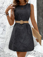 Women's White Round Neck Vest Dress