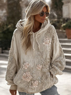 Women's Vintage Floral Embroidery Art Casual Hoodie