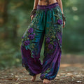 Women's Vintage Rose Floral Pattern Casual Pants