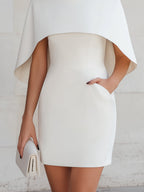 Capelet High-Neck Sleeveless Bodycon Mini Dress Two-Piece Set