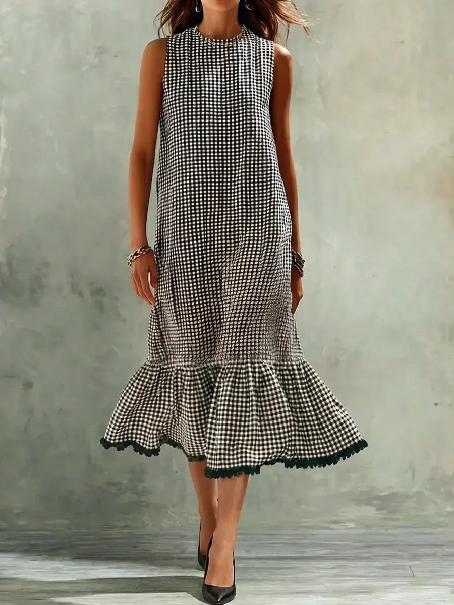 Women's Retro Striped Art Casual Fashion Cozy Cotton Linen Dress