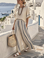 Women'S Loose Striped Wide Leg Pants Suit
