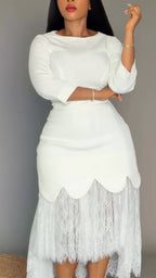 Women's Elegant Lace-Trimmed Dress