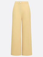 Women Yellow Buckle Ruched One Shoulder Sleeveless Dressy Top With Pants Two-Piece Set
