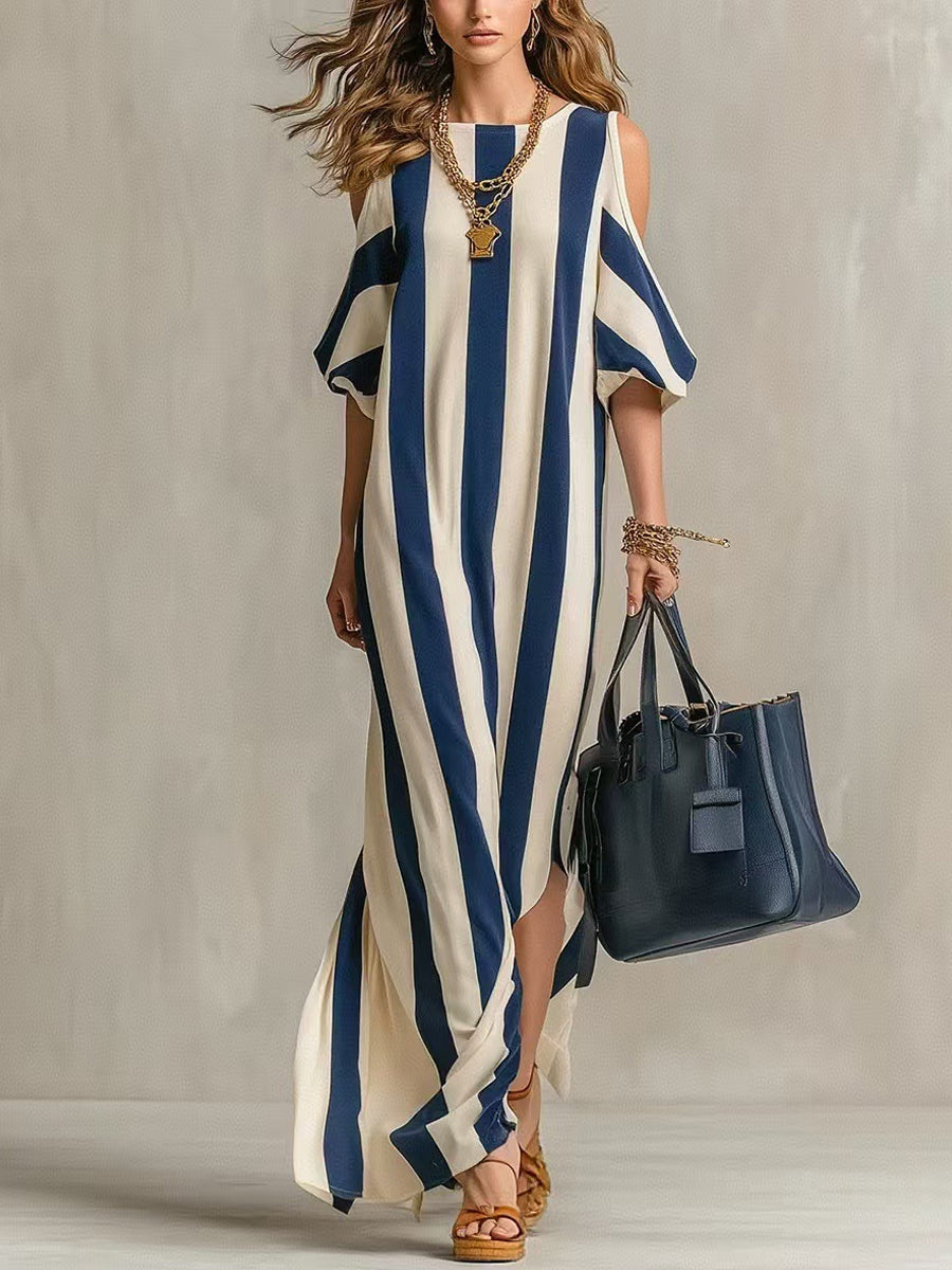Women's Classic Striped Crew-neck Dress