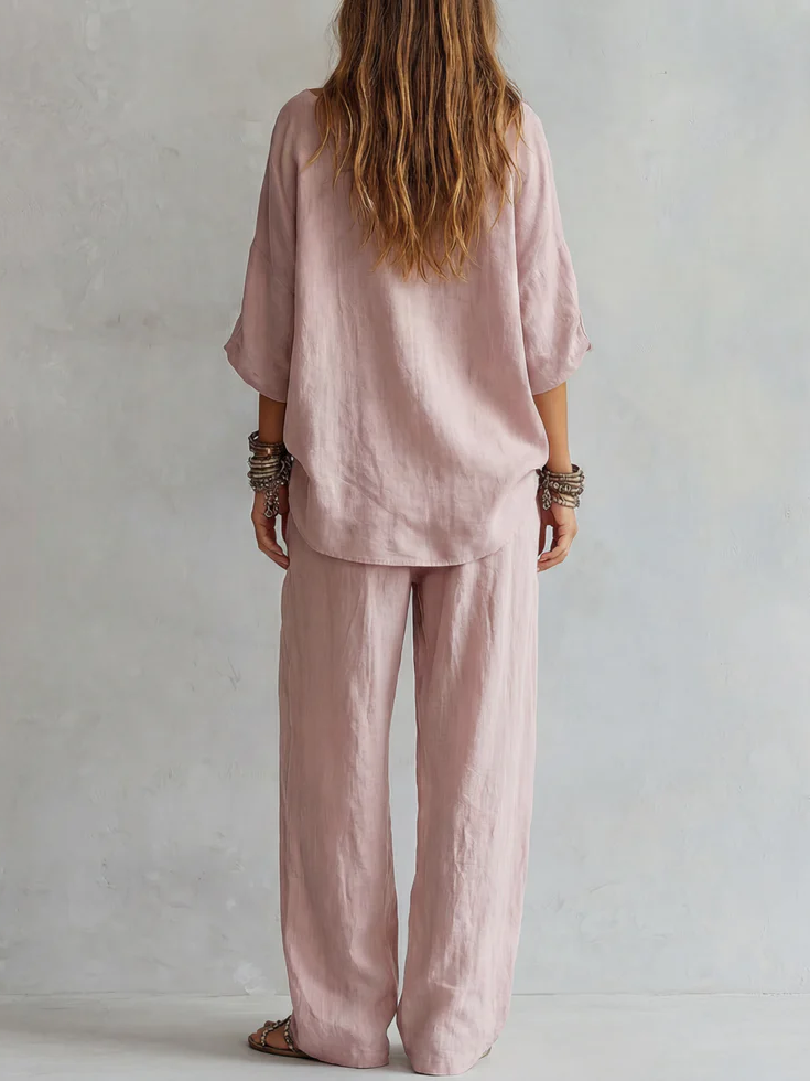 Casual Cozy Loose Linen Cotton Two-piece Set