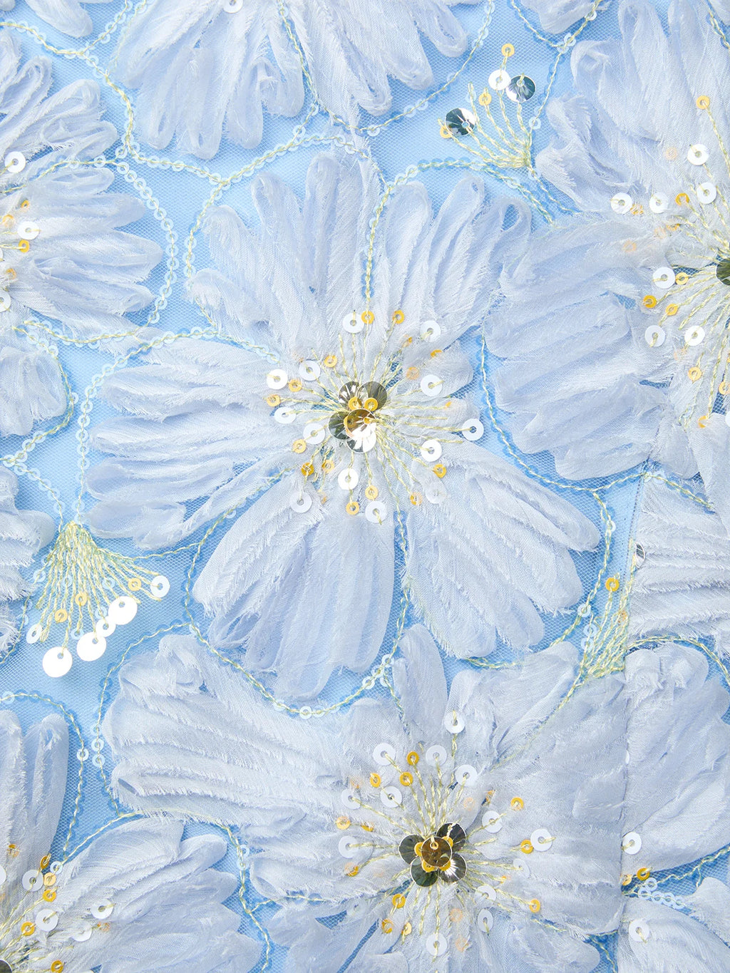 Light Blue Jacquard Beaded 3D Floral Lace One Shoulder Sleeveless Mermaid Gown Dress