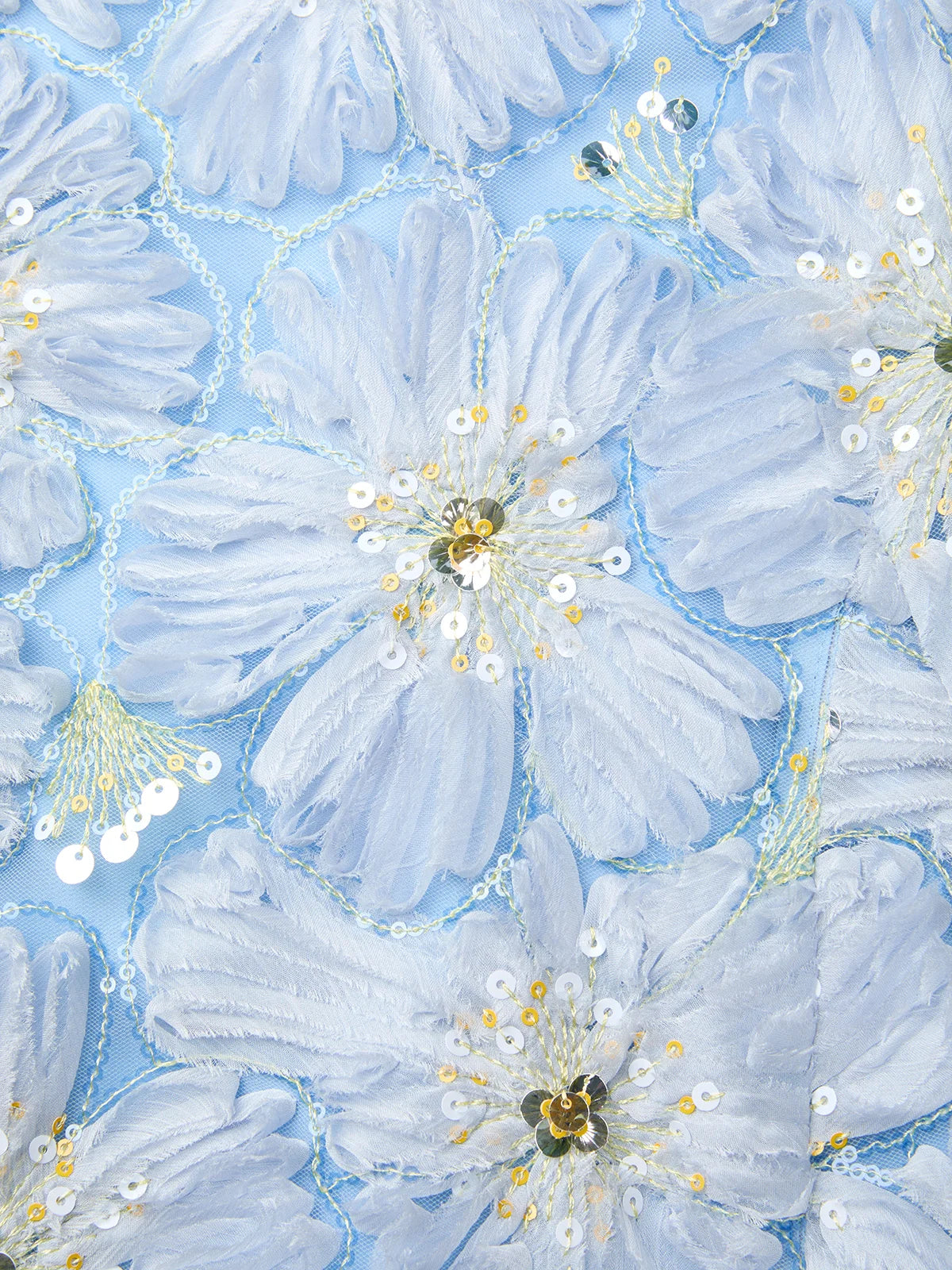 Light Blue Jacquard Beaded 3D Floral Lace One Shoulder Sleeveless Mermaid Gown Dress