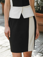Contrast Panel Sleeveless Top & Pencil Skirt Set