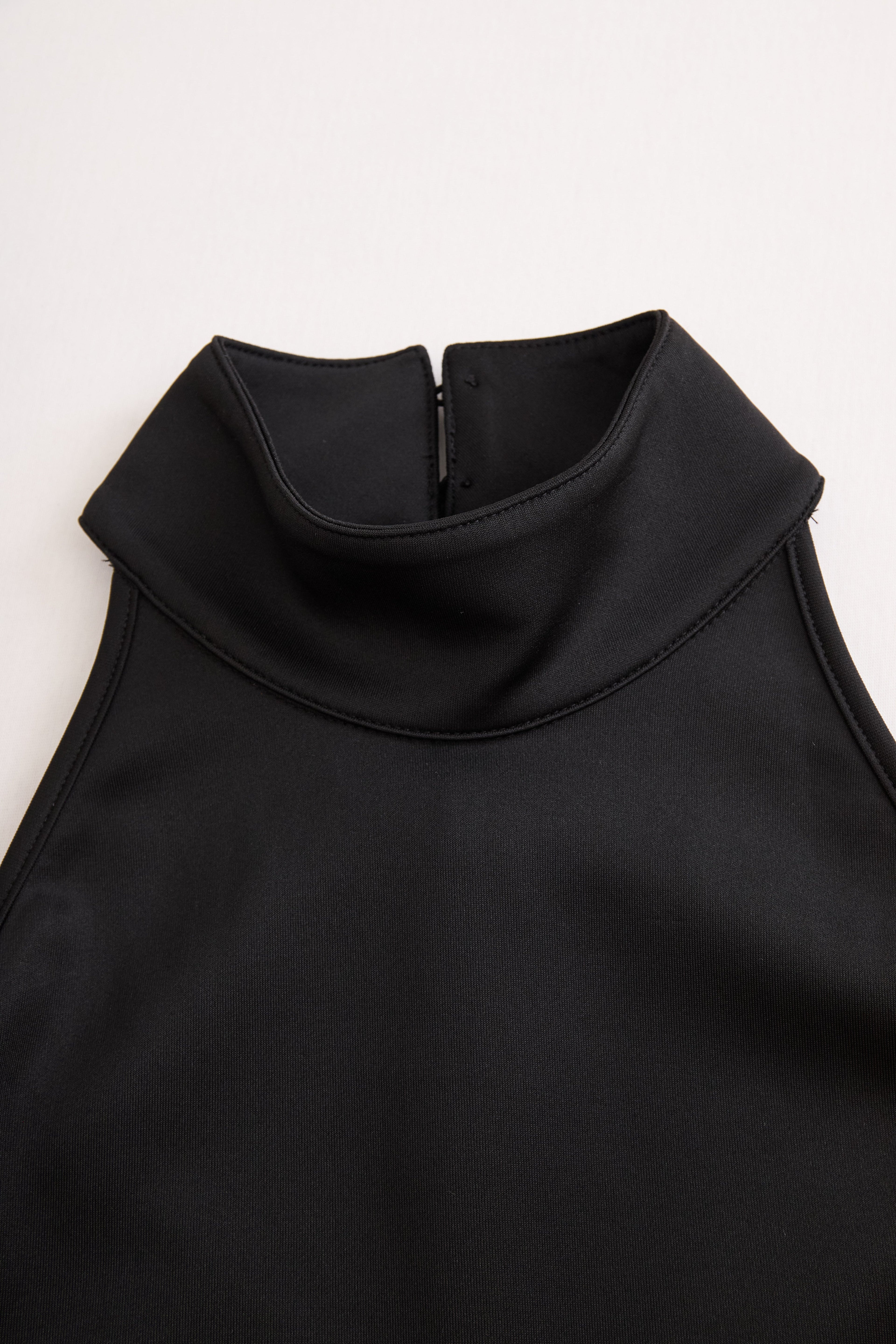 Elegant Black and White High Neck Midi Dress