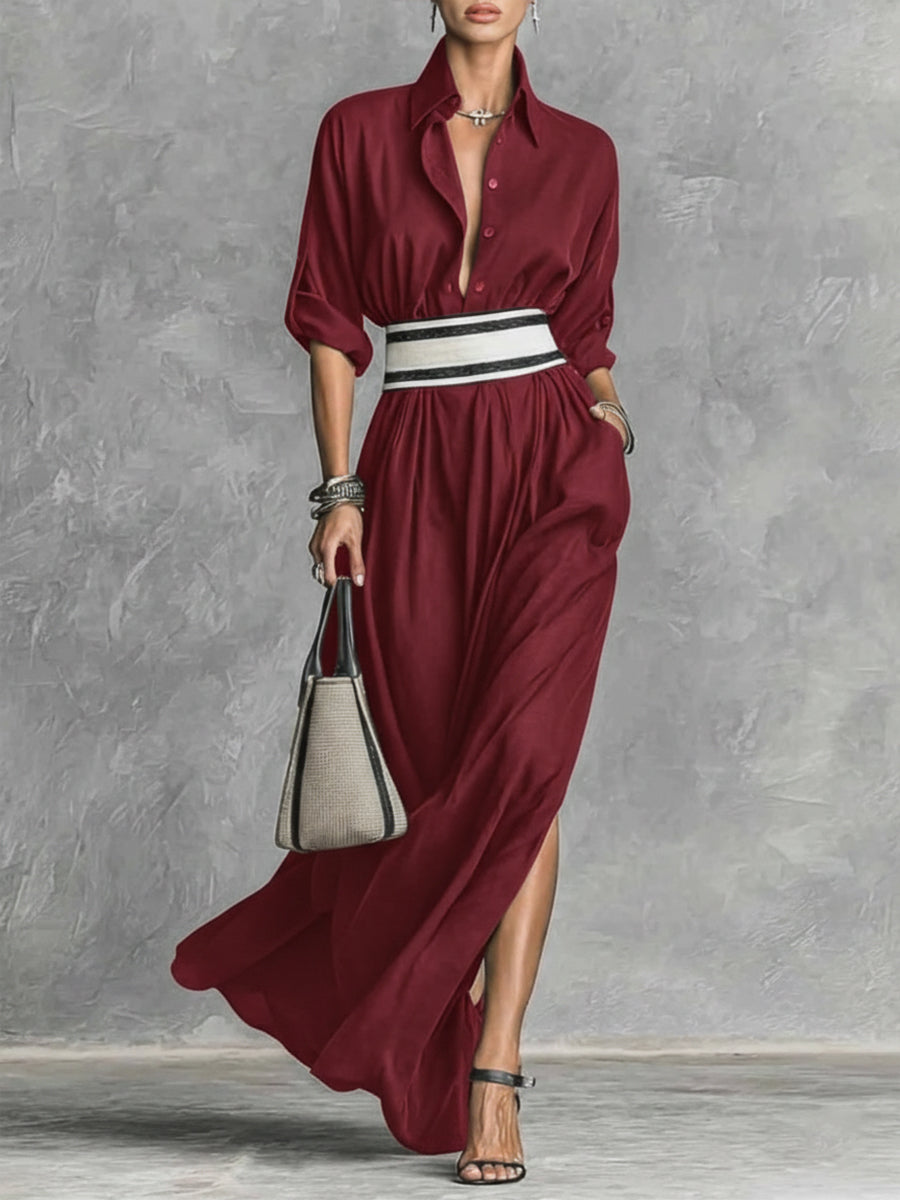 Elegant Belted Maxi Dress