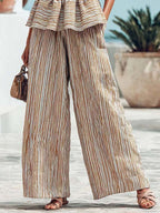 Women's Striped Stylish Casual Top And Pants Vacation Cotton Suits