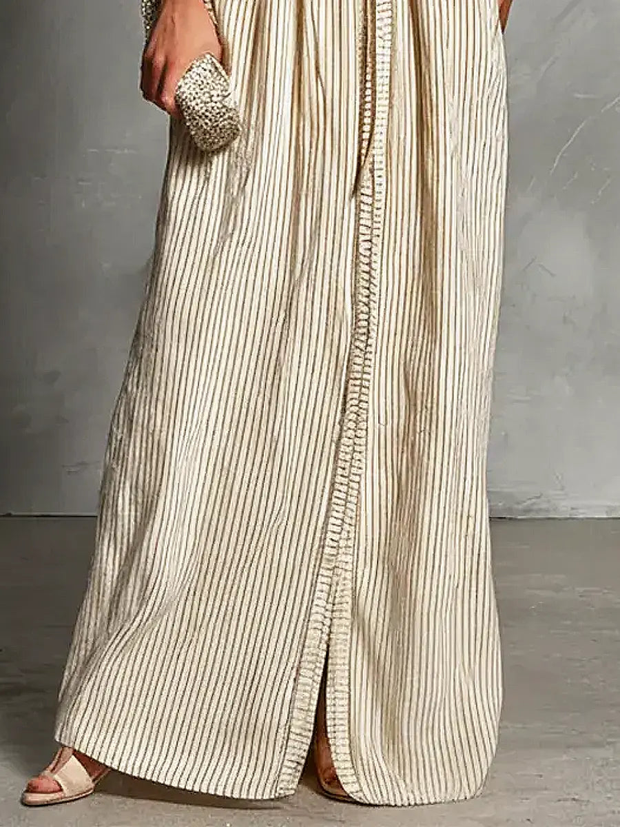 Women's Striped Art Casual Fashion Cozy Cotton Linen Dress
