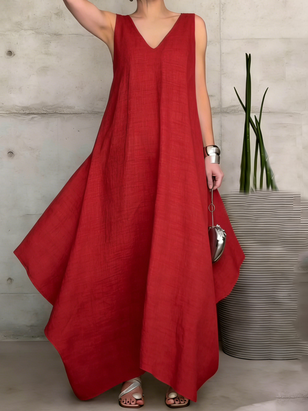 Stylish Minimalist Irregular Hem Maxi Dress