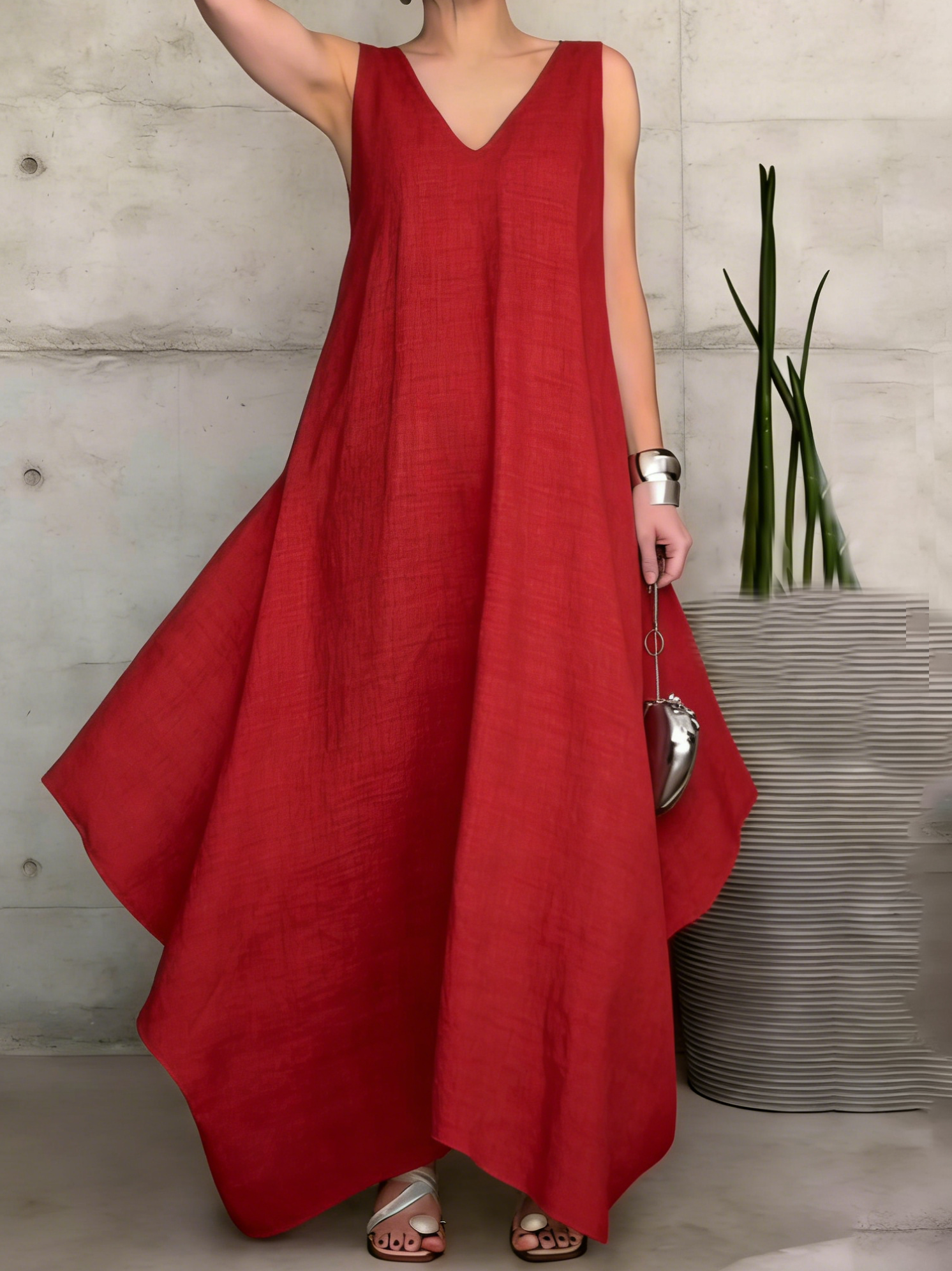 Stylish Minimalist Irregular Hem Maxi Dress