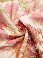 Orange Floral Bow Chiffon Halter Sleeveless A-Line Maxi Dress